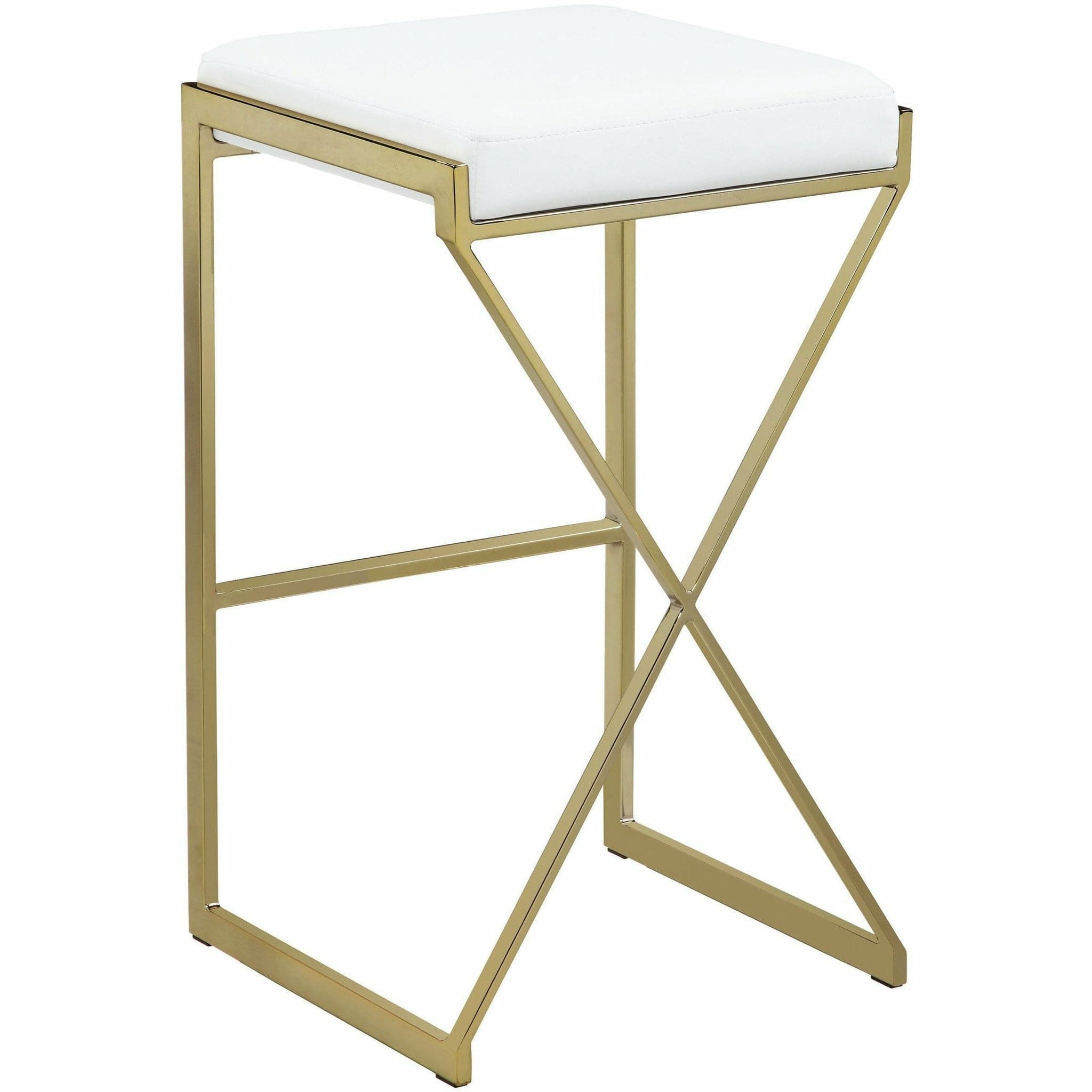 Upholstered Bar Stool Taupe with Brass Legs - 29.5" - HER Home Design Boutique